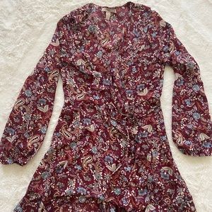 Mini floral wrap dress